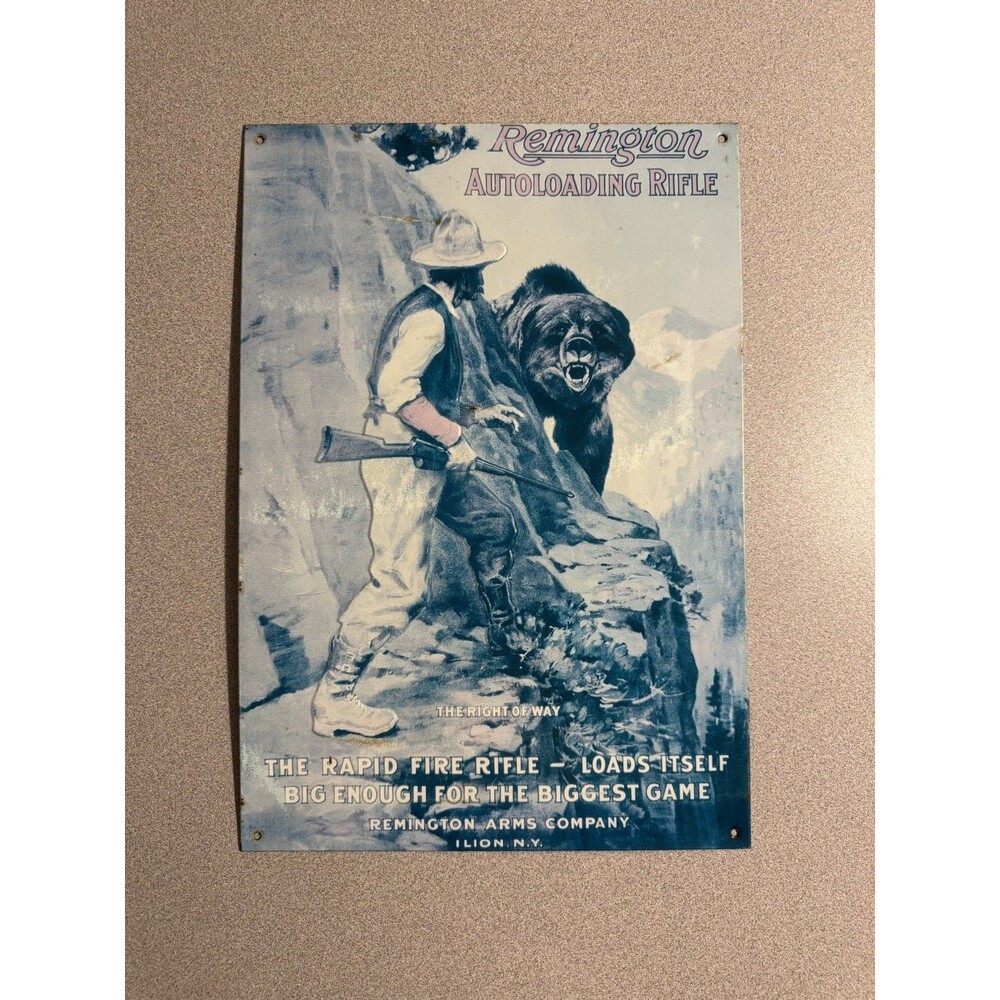Remington Autoloading Rifle Vintage Style Metal Sign Hunting Wall Decor 16x11